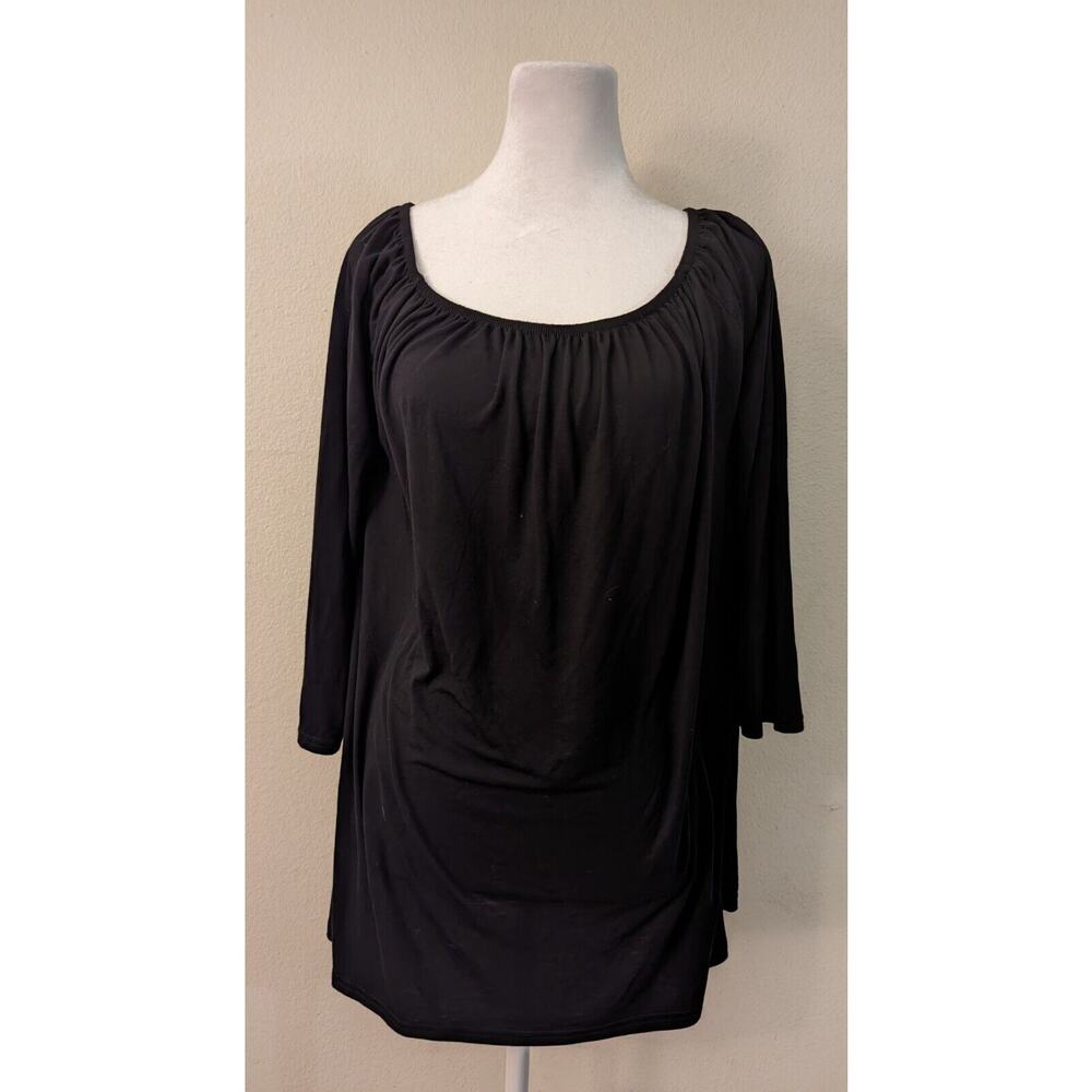 New Boohoo sz 18 Basic Off The Shoulder Oversized Long Sleeve Top black 4435
